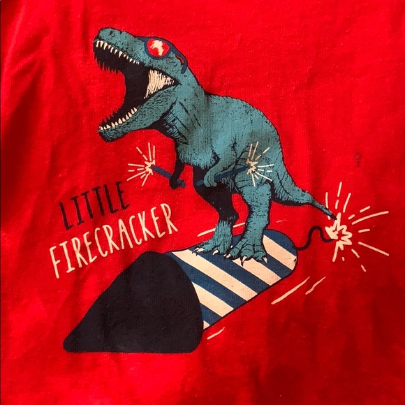 Little Firecracker T-Rex Red T Shirt - Picture 2 of 5